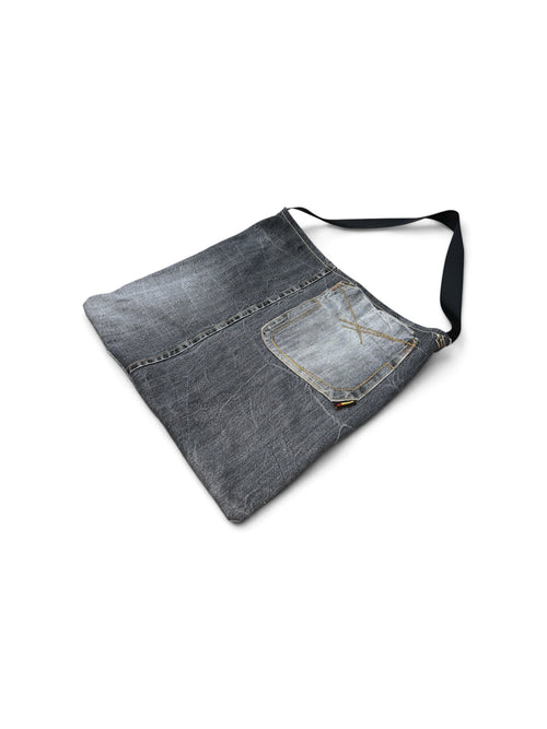 Reworked Mecca Denim Shoulder Bag - Faded Black