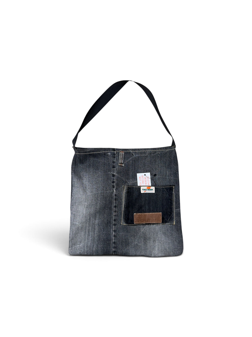 Reworked Mecca Denim Shoulder Bag - Faded Black